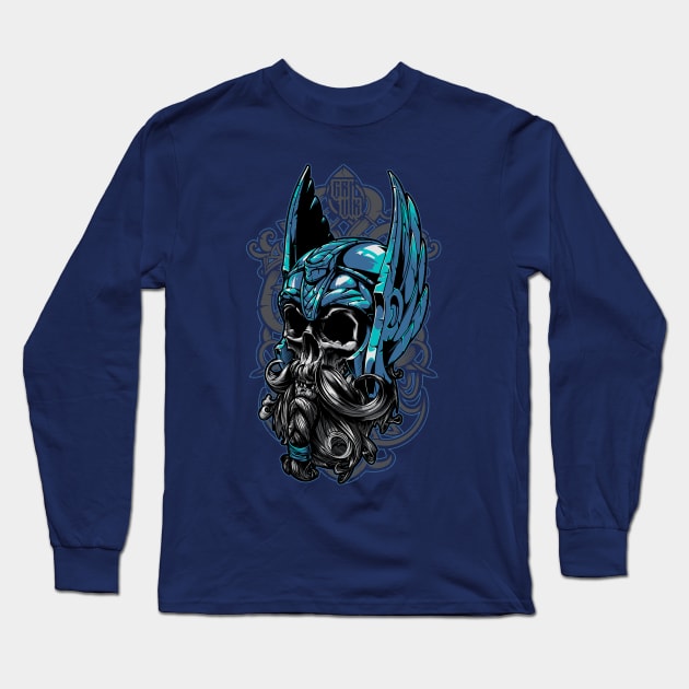 skull viking Long Sleeve T-Shirt by Chack Loon